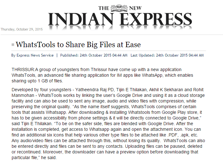 Media News About WhatsTools | The New India Express